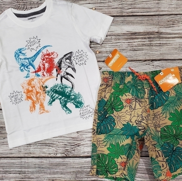 Gymboree Jurassic World Dinosaur Print T-Shirts & Matching Shorts Bundle 4T NWT - Picture 9 of 16